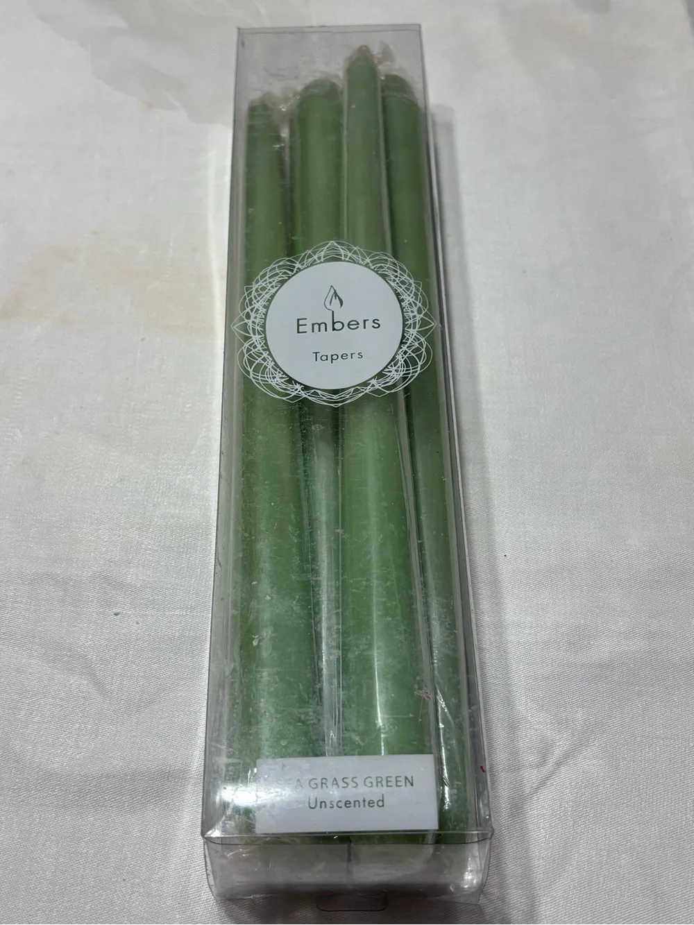 Embers Sea Grass Green Taper Candles 10” Unscented Set of 6 New